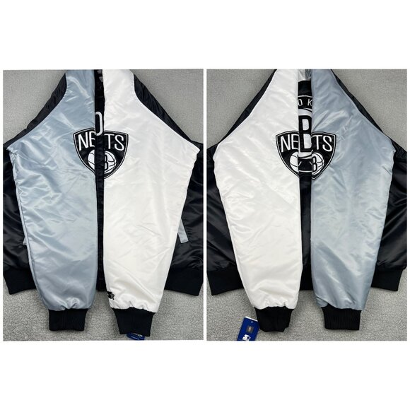 Brooklyn Nets Varsity Jacket Mens 3XL XXXL Black Satin Snap Starter G-III NBA - Picture 7 of 11